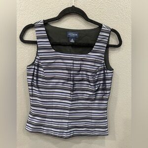 Ann Taylor Women's Sleeveless Striped Top - Black, White, and Gray